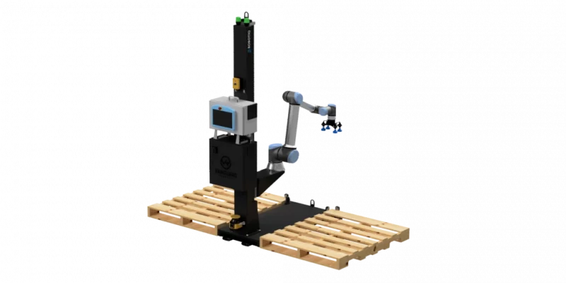 Palettieren mit Robotiq 4 Robotiq Palettierer AX-Series mit Universal Robots UR10e und zwei Paletten
